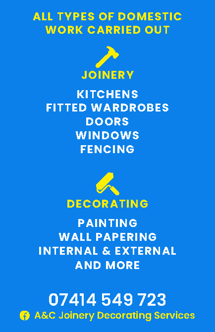 A&C Joinery & Decorating Business Card Back
