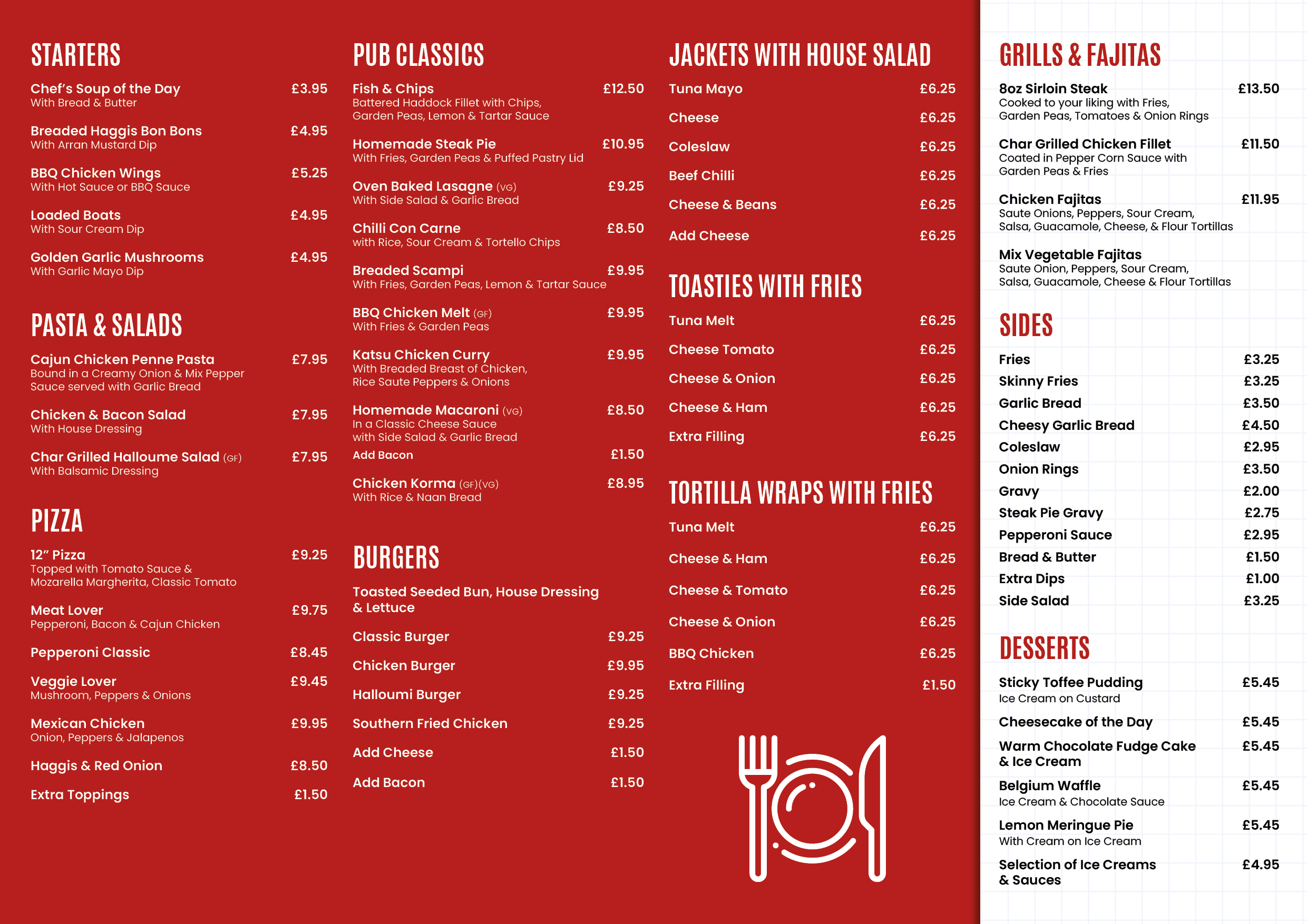 Red Brae Menu